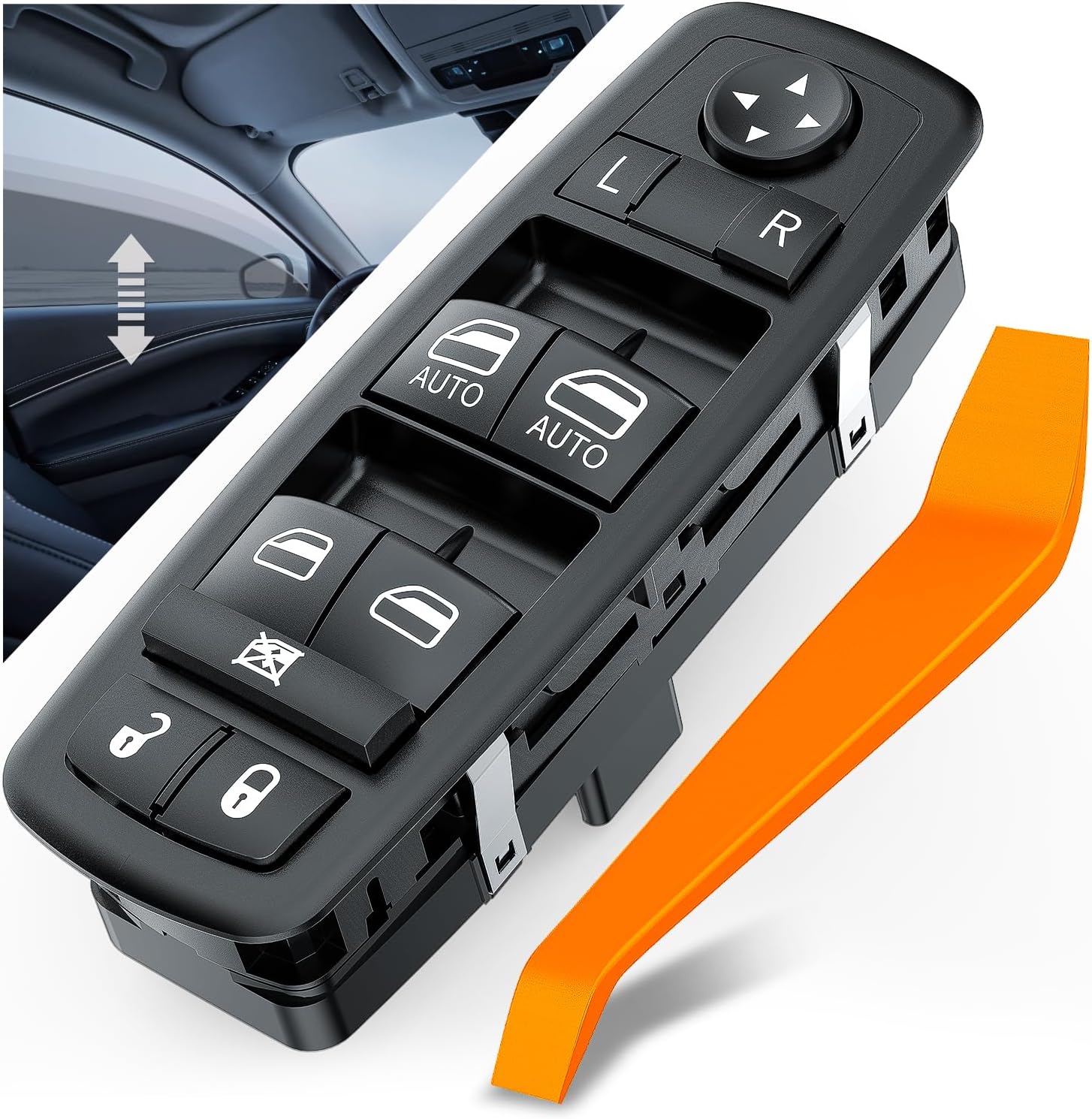 Nilight Power Master Window Switch Compatible with 2009 2010 2011 2012 Dodge Ram 1500 2500 3500 Front Left Driver Side Windows Control Replacement Set with Removal Tool