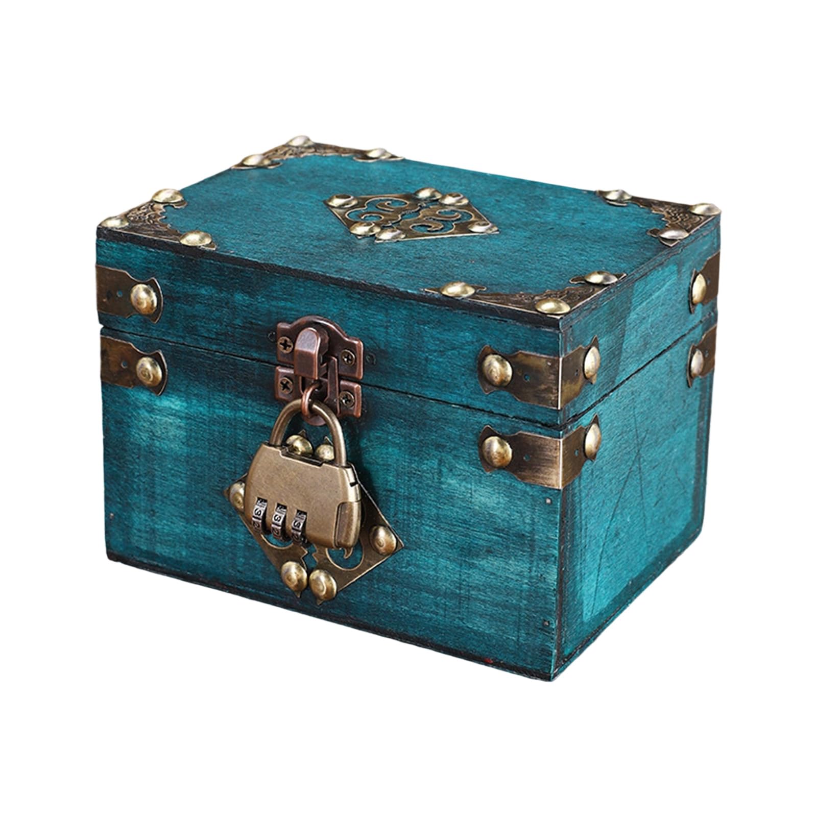 ZBIianxer Classical Jewelry Box with Secure Locking for Valuables and Collectibles Retro Wooden Traditional Organizers Keepsakes Rural Trinket Small Chest