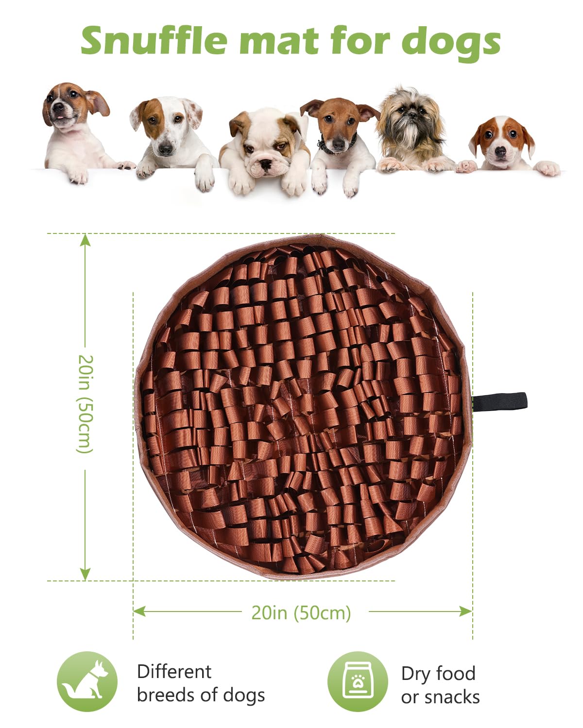 KeeKit Tapete para olfatear para perros, tapete de alimentación lenta de 25 x 25 pulgadas, juego de alimentación interactivo para perros pequeños y medianos, fomenta el forraje natural, estimulación