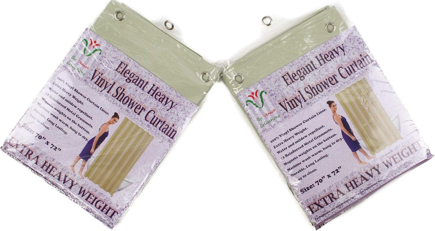 2-Pack Heavy Duty 100% Water Repellent, 10 Mil, Durable Shower Curtain Liner with Reinforced Header, Rustproof Grommets, & Weighted Magnetic Hem Willow