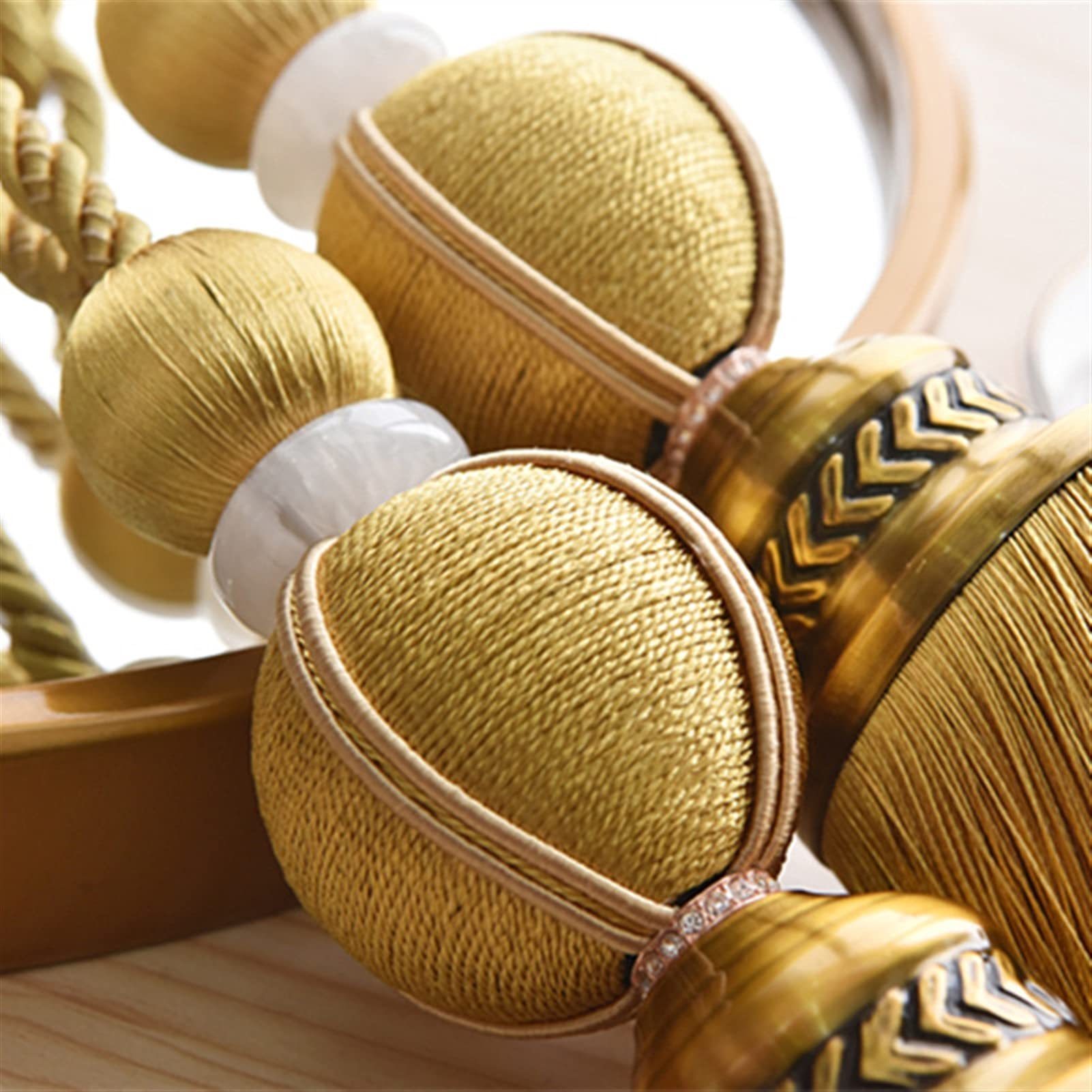2 Alzapaños para Cortinas, Bolas Colgantes, Borlas, Correas De Cepillo, Cuerdas De Amarre, Cinturón, Accesorios para Cortinas, Cierre, Cinta De Amarre, Decorac,Gray