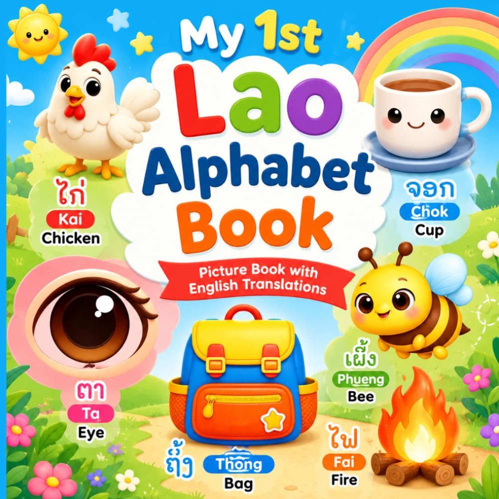 My First Lao Alphabet Book for Kids: A Fun ABC Picture Book with English Translations for Toddlers, Preschoolers, and Beginners (ປຶ້ມອັກສອນລາວສຳລັບເດັກ)