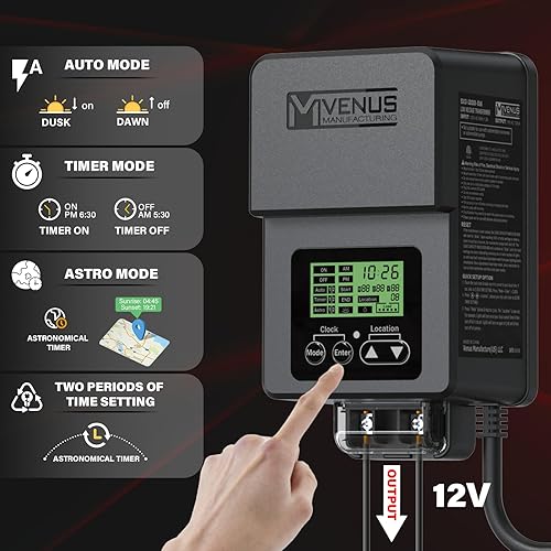 Miniatura 2 de VENUS MANUFACTURING Transformador de bajo voltaje para exteriores de 120 W con temporizador y sensor de fotos fuente de alimentación de 120 V CA a