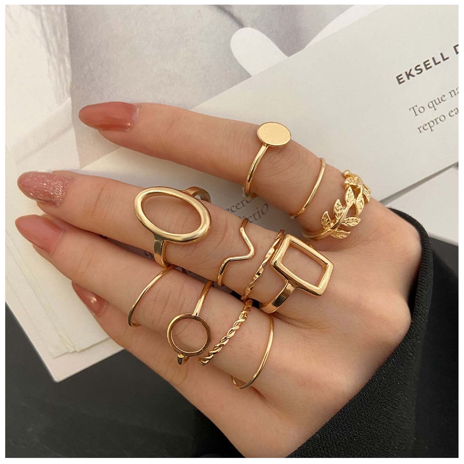 Set Di Anelli Per Nocche Boho Oro – 6 Anelli Impilabili A Cerchio, Geometrici E Midi, Regolabili, Gioielli Per Donne E Ragazze - 4
