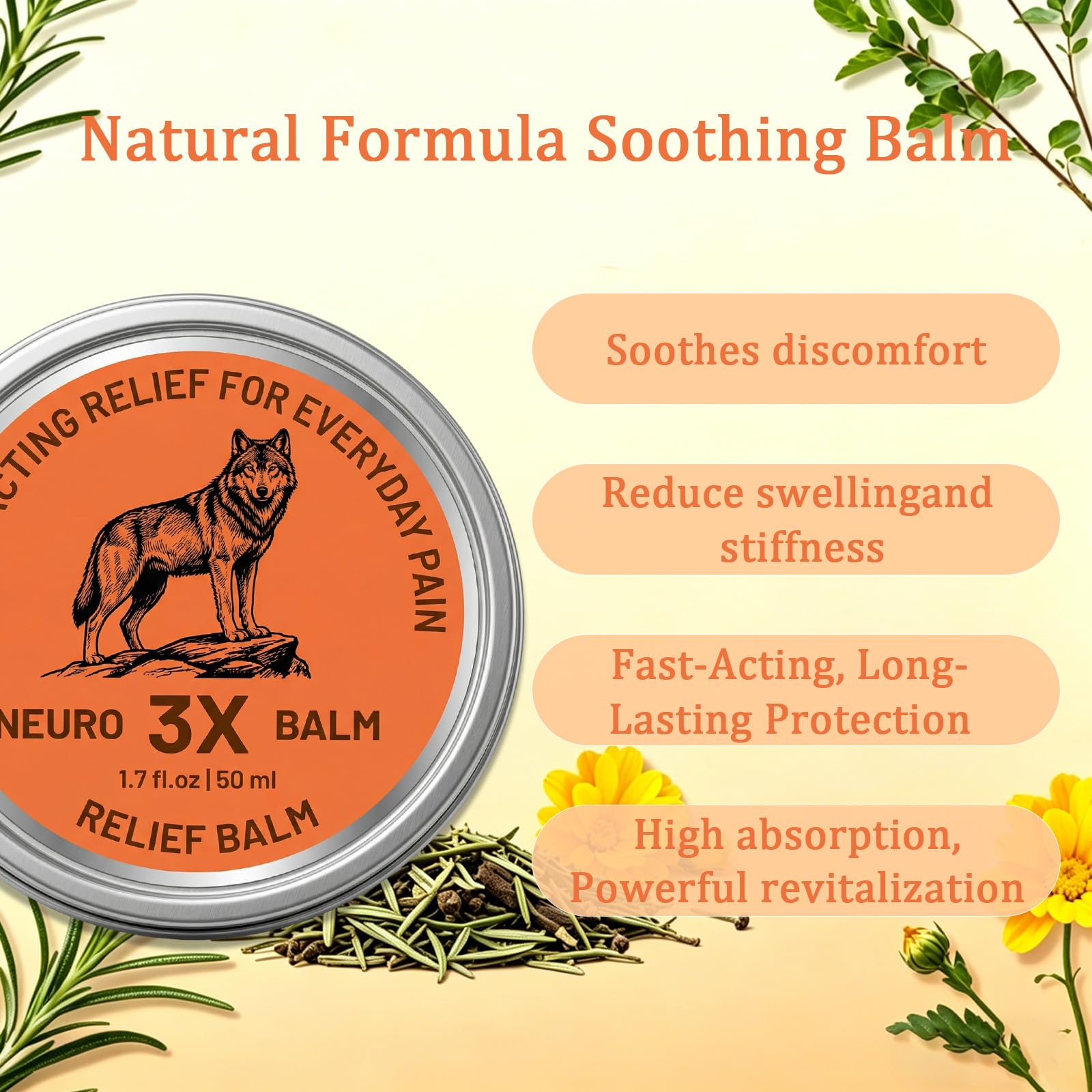 Neurobalm 3x Bálsamo De Alivio Msm, Herbal Relief Balm Soothing Rub for Muscles & Joints, Non-Sticky Fast Absorb Formula — view 5