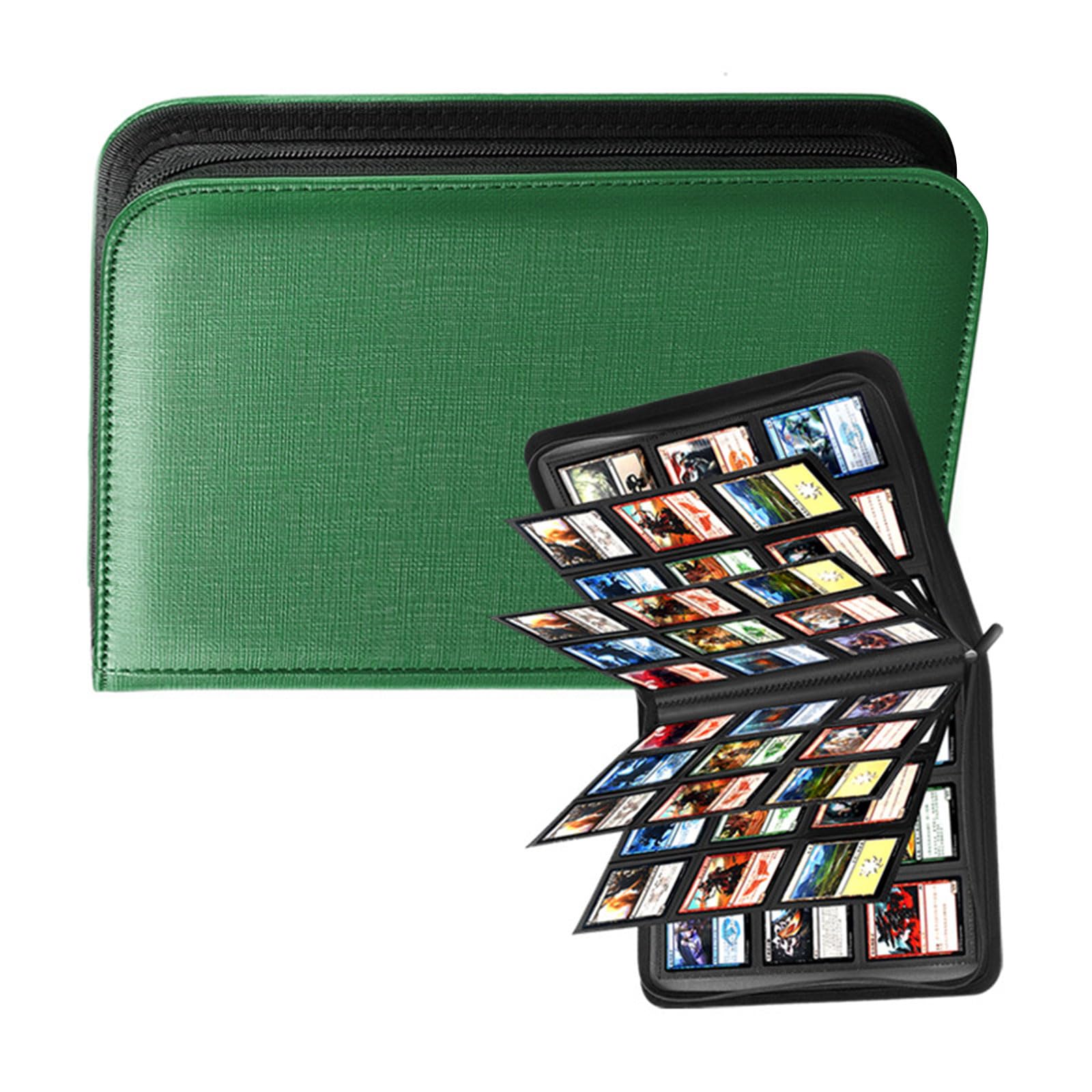 Hsioluted Green Spacious 9 Slot Album Holds 360 Cards For Sports Collectibles In Premium Pu Leather Collectible Card Display