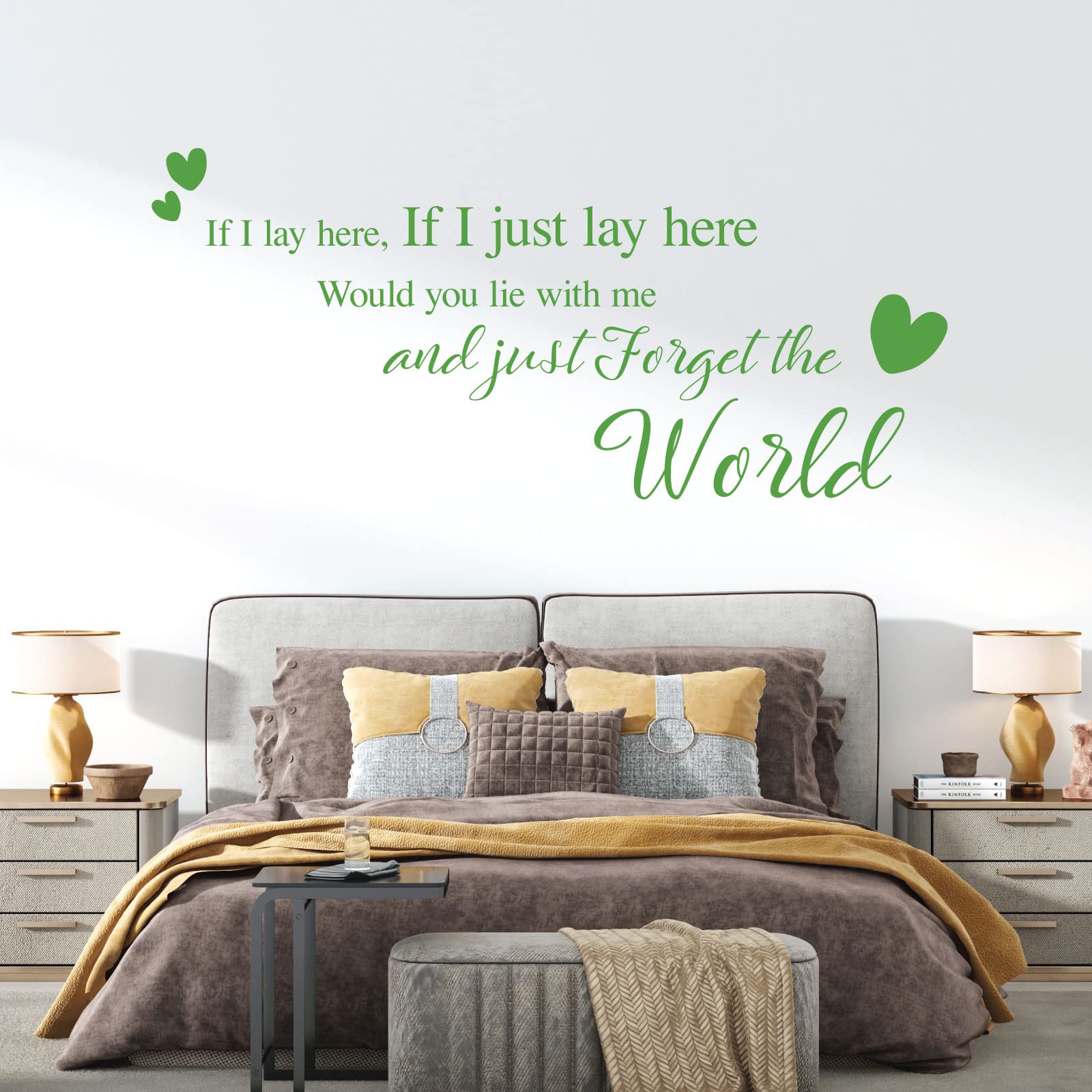 If I Lay here... Would You Lie with me and just Forget the World - Wall Quote, Wall Art Sticker [Large] [Grass]