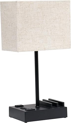 Miniatura 12 de Simple Designs LT1110-BGB - Lámpara de escritorio rectangular moderna multiusos de 15.3 pulgadas de alto con 2 puertos USB y toma de carga con