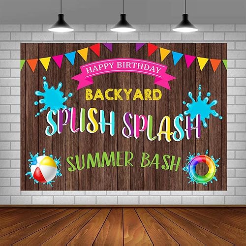 Miniatura 10 de ABLIN Fondo de fiesta de verano de 7 x 5 pies para fiesta de cumpleaños, chapoteo de verano, fiesta de patio, piscina, decoración de fiesta de