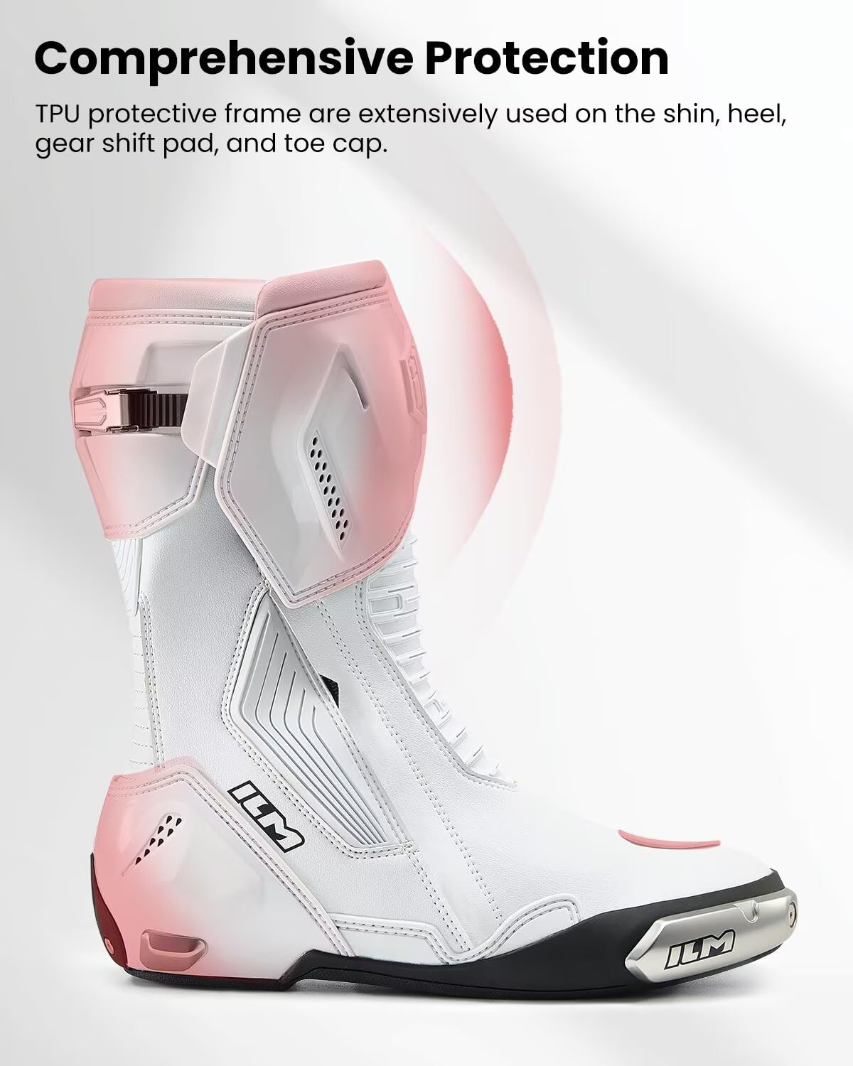 ILM Bota de Moto Hombre Mujer Doble Estructura Transpirable Ventilación Mejorada Antideslizantes Protección CE Modelo BRC1