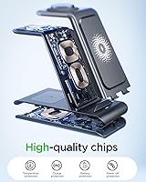 Vista 3 de Estación de carga inalámbrica para Samsung Cargador inalámbrico Galaxy Watch 8/7/6/5/4/3 Active 2/1 Stand Galaxy S25 Negro