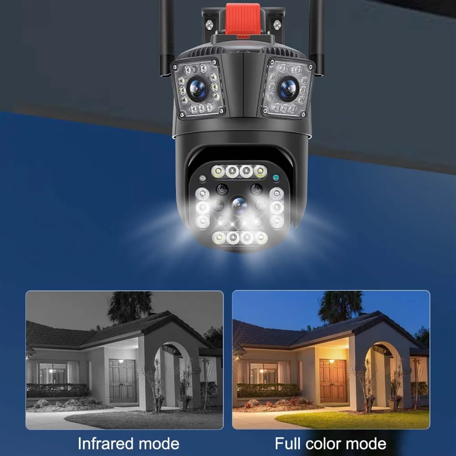 Camara Vigilancia Cámara de seguridad de 12MP 6K Zoom 8X cámara de vigilancia de tres lentes seguimiento automático cámara IP de 8MP cámara CCTV inalámbrica for hogar inteligente(6K 12MP Camera)