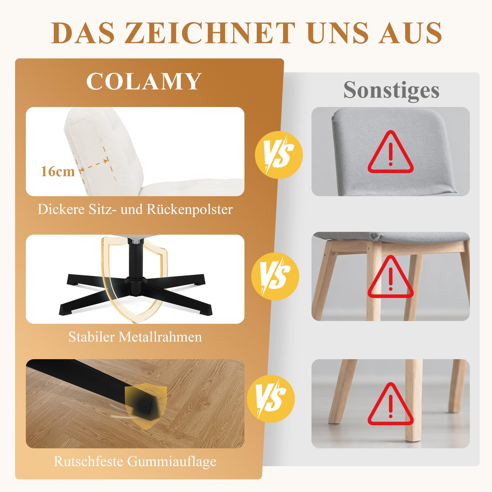 COLAMY Sessel Wohnzimmer, 360° Drehbarer Loungesessel mit Entspannung, Relaxsessel Gepolsterter Sofasessel mit Metallbeinen für Schlafzimmer, Polsterstuhl Akzentsessel für Heimbüro, Weiß