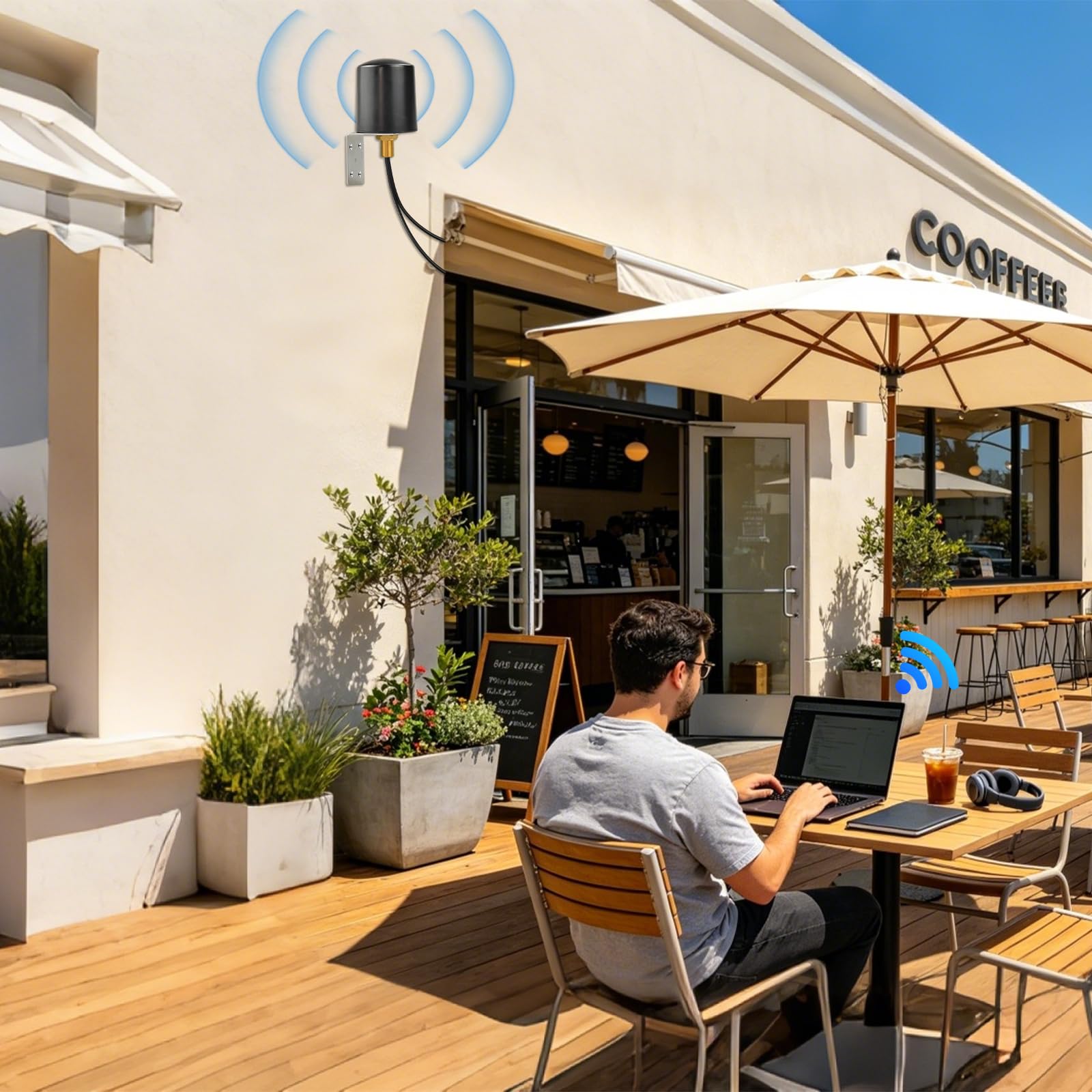 Antenne MIMO 5G 4G LTE 600-6000 MHz Antenne 5 dBi Omnidirectionnelle Extérieure avec Câbles BMR200 SMA Mâle 5M et Adaptateurs TS9 pour Routeur Passerelle Modem WiFi IoT ISM