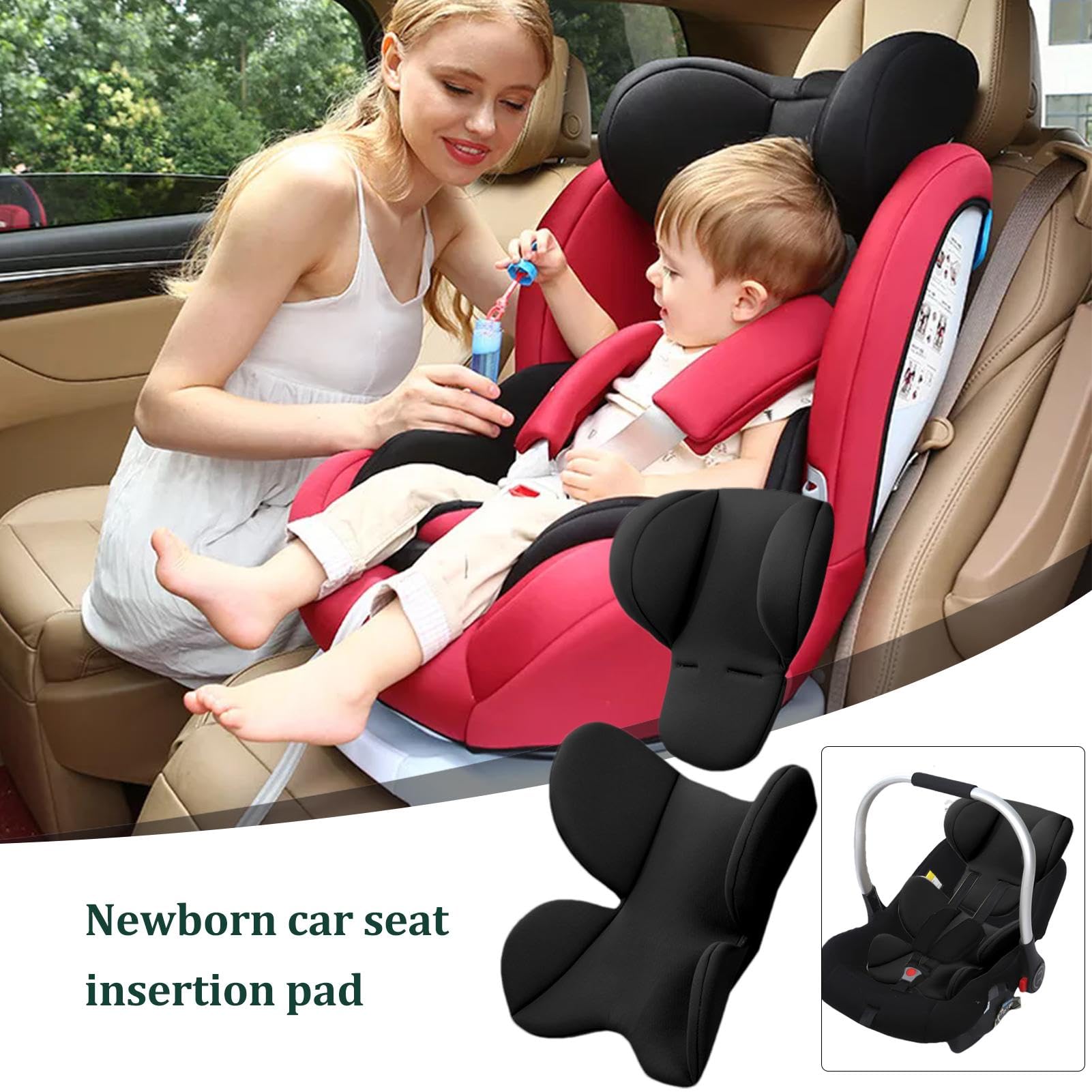 Coussin de siège d'auto pour bébé - Tampon de siège pour Auto, Insert du siège d'auto bébé | Coussin d'insertion de siège de Cou en Fibre en Polyester, appuie-tête de Soutien au Corps pour Le Voyage