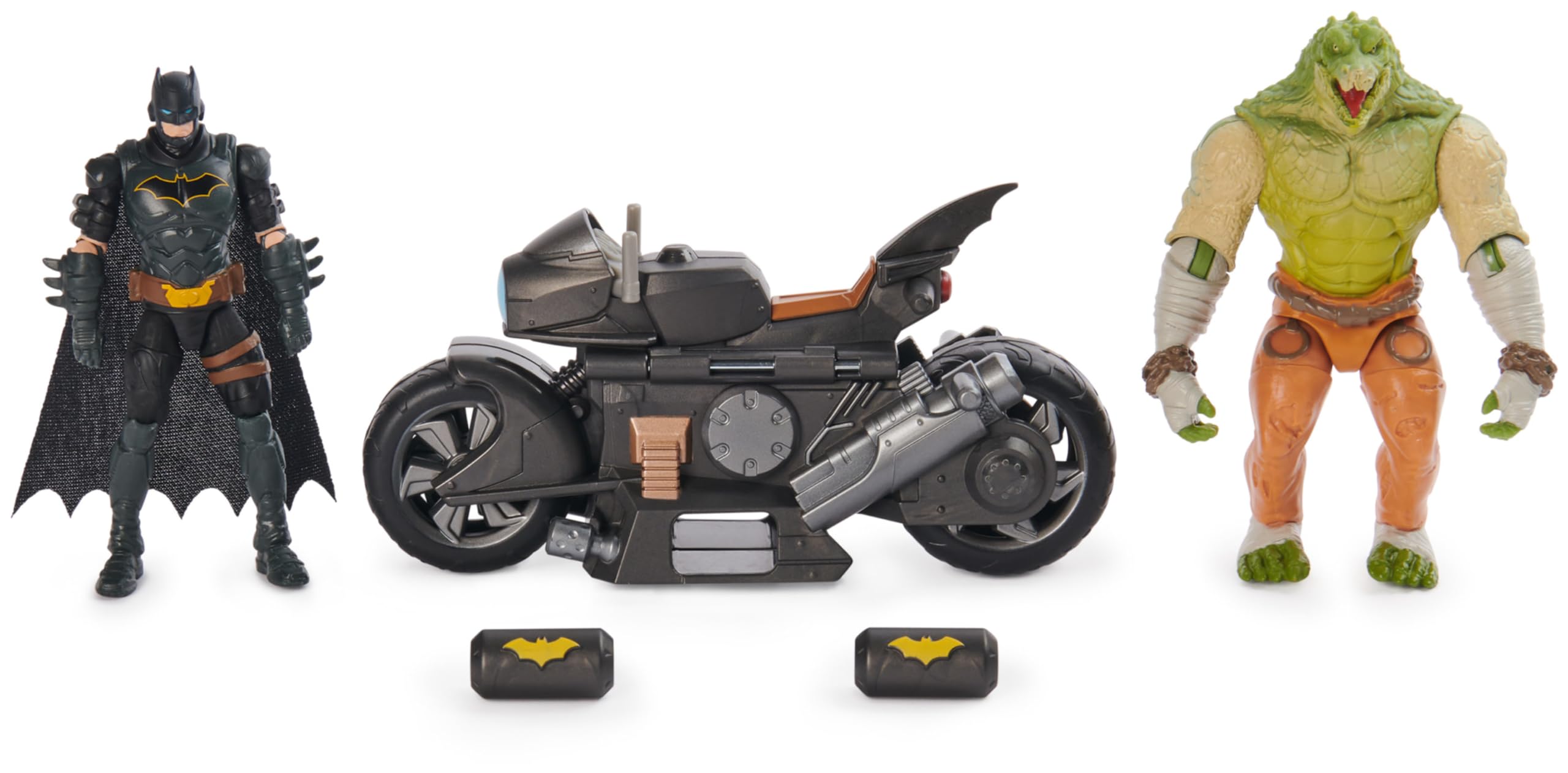DC Comics, Batman Transforming Batcycle Battle Pack con Figuras de acción de Batman y Killer Croc de 10 cm, Juguetes para niños y niñas a Partir de 4 años