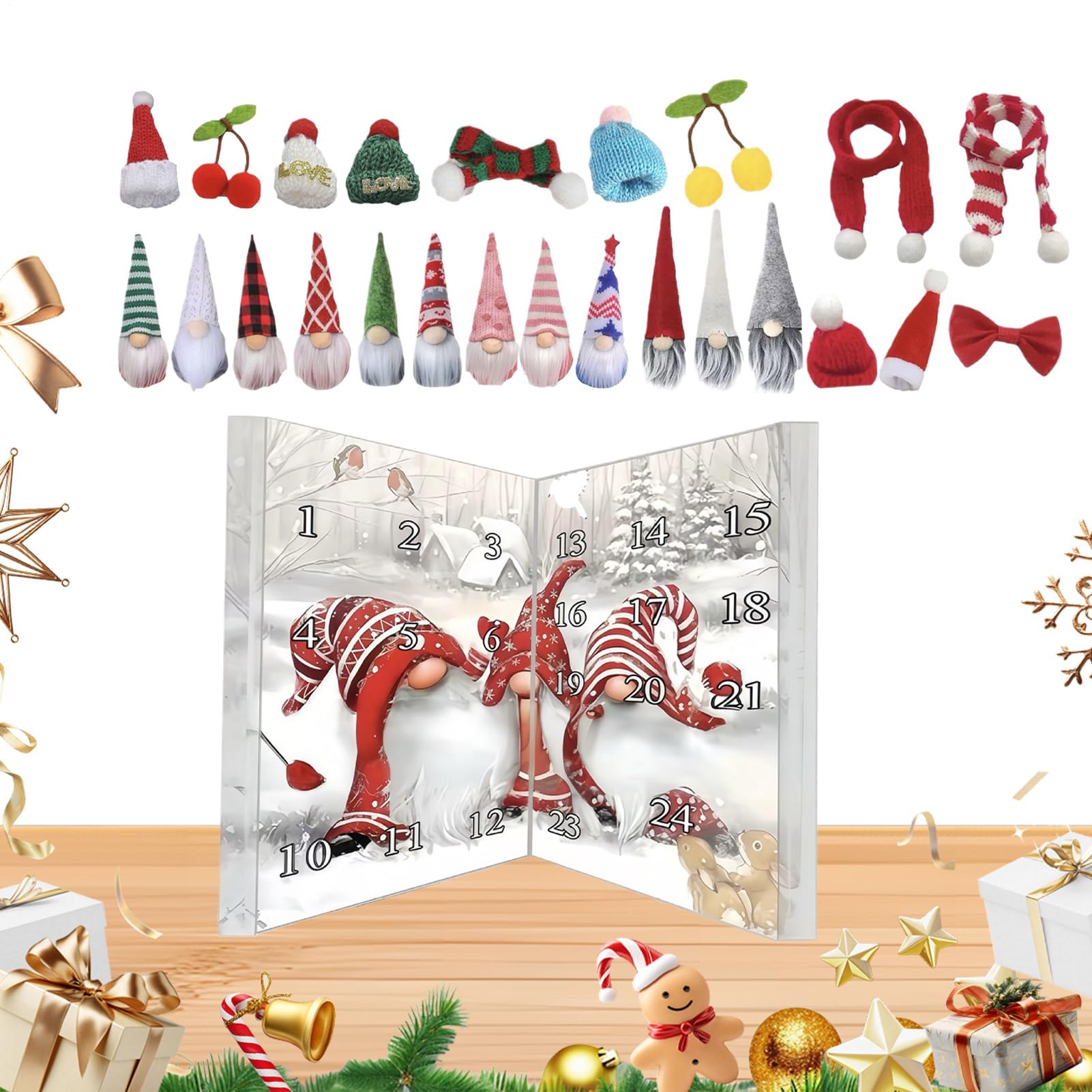 Calendrier de l'lutin de Noël en décorations mignonnes pour table - 8