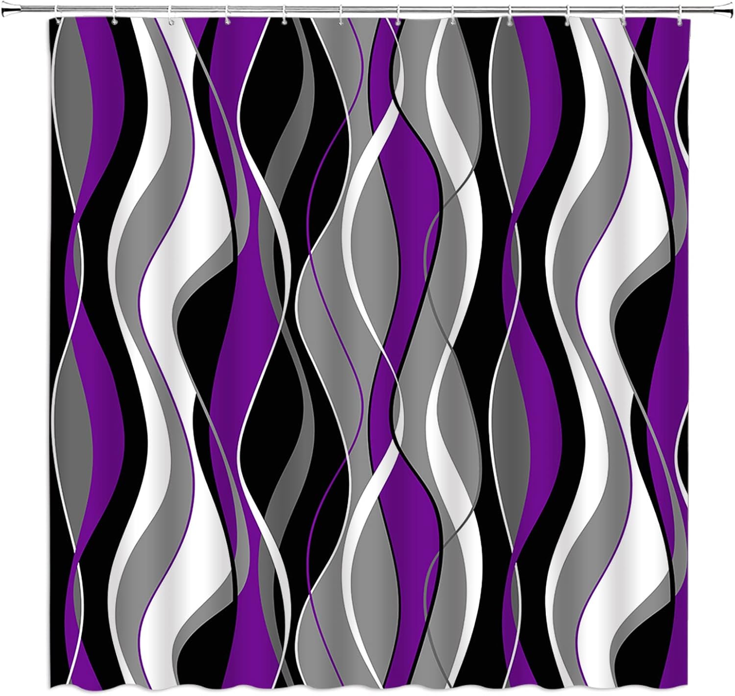 Black and Red Shower Curtain Abstract Modern Gray White Geometric Striped Lines Aesthetic Fabric Bathroom Decor with Hooks（70" Wx84 H）