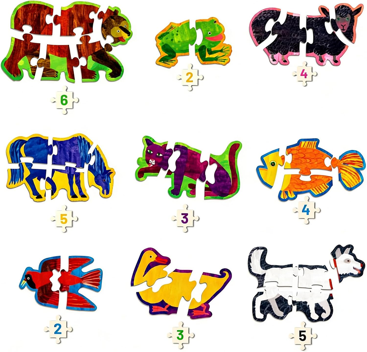 34 Piece Brown Bear Brown Bear What Do You See Wooden Puzzles Preschool Learning Activities Jigsaw Puzzle Storytelling Learning Toys for 3 Year Old