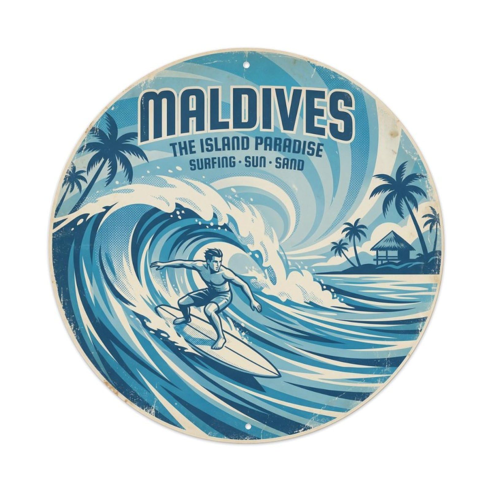 Maldives Indian Ocean Atoll Coast Vintage Metal Tin Sign