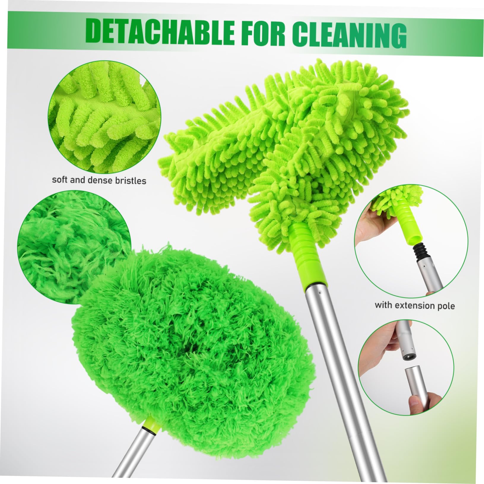 Genérico Plumero para Limpieza de Polvo Extensible para Ventilador de Techo y Cabeza Flexible Mango Largo de Aluminio en Muebles y Techos Altos