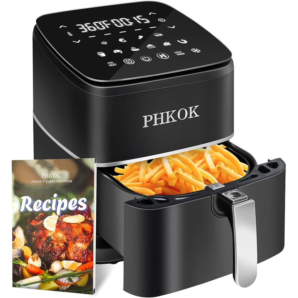 10/mo Finance PHKOK 7 Quarts Air Fryer, 1700W 360°Large Electric Hot