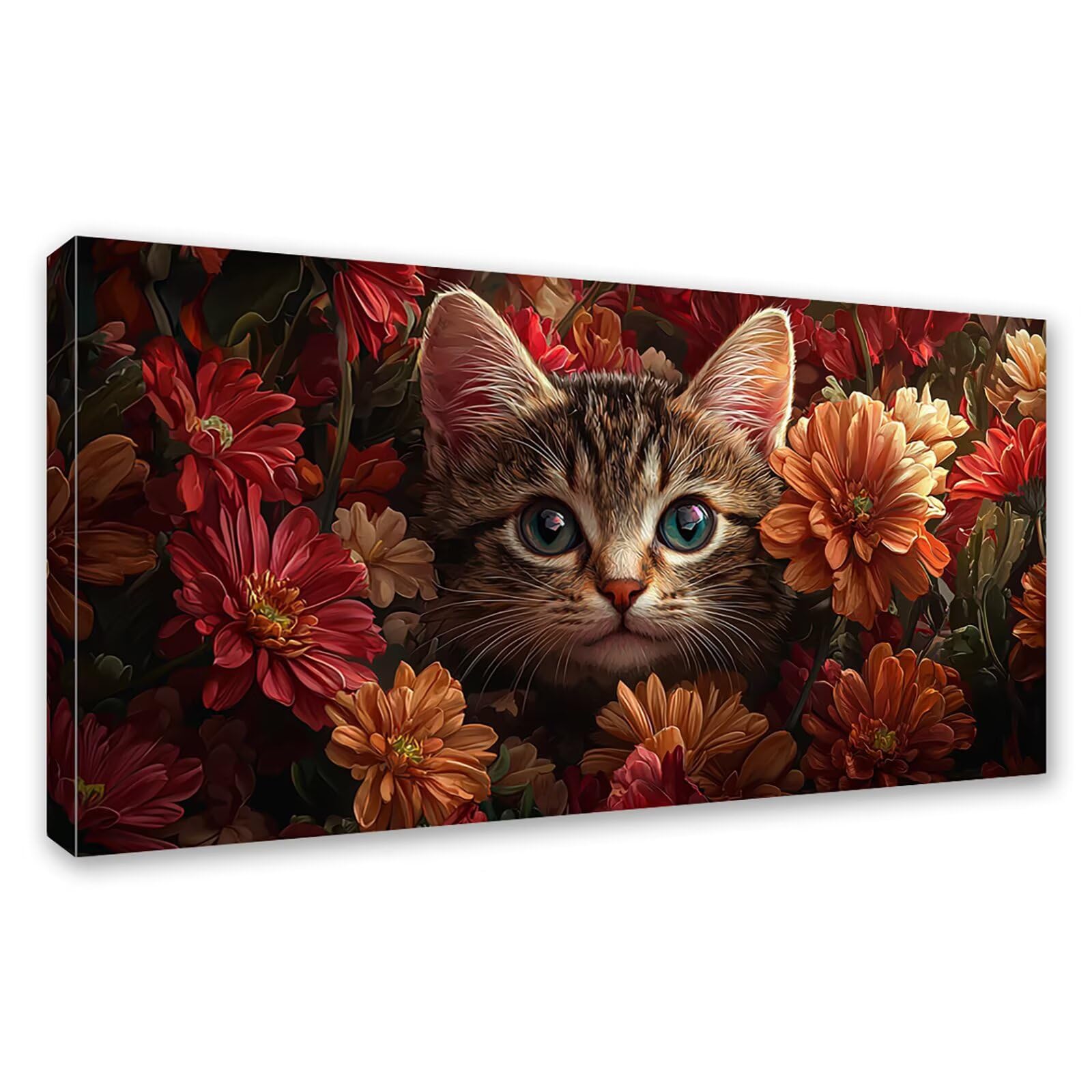 Diamond Painting Adultos Gato Pintura Diamante, Flor Diamond Painting 5D Completo, DIY Cuadrado Cristal Bordado Punto de Cruz Cuadros de Diamantes para Decoracion Hogar, Regalo Mujer 180x90cm 0J-818