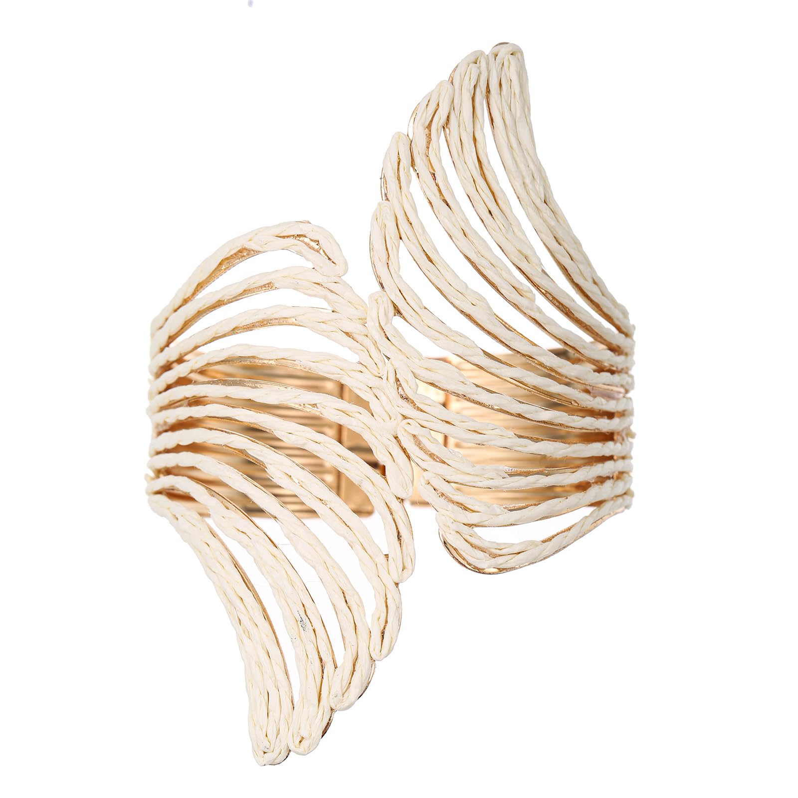 RUOFFETA Raffia Wing Cuff Bracelet for Women, Colorful Angel Wing Bangle Wide Chunky Wrist Cuff Bracelet