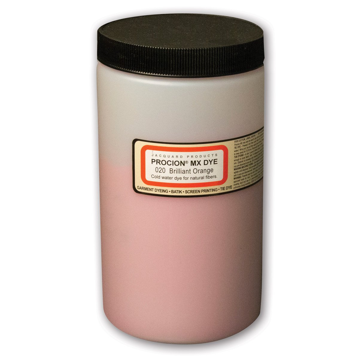 Jacquard Procion MX Tie Dye Powder for Fabric and Clothing | Permanent and Washfast | Made in USA | Brilliant Orange | 1 Pound Jar