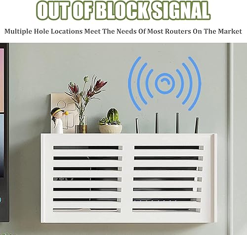 Miniatura 2 de Caja de almacenamiento de enrutador montada en la pared,Estante de TV flotante, Estante de almacenamiento WiFi sin perforación, Estante oculto de