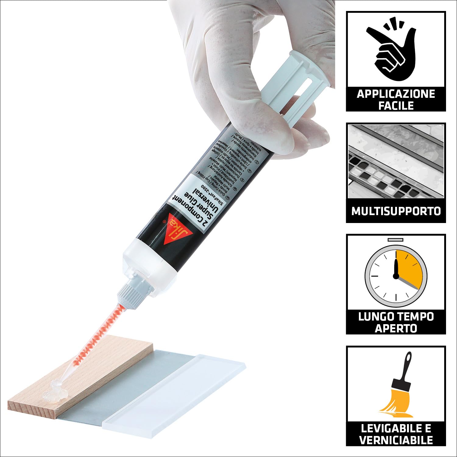 SIKA - Super colla bicomponente rapida - SikaFast 2590 - Ricostruisce pezzi rotti e ripara ogni materiale in pochi minuti - Indurimento velocissimo per un fissaggio magico - 10ml