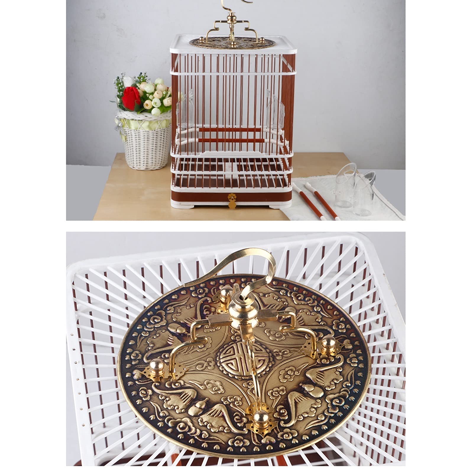 Jaula ligera para pájaros portador portátil y taza de comida para pájaros, jaula de plástico para viajes para pájaros se puede utilizar para múltiples pájaros (tamaño pequeño)