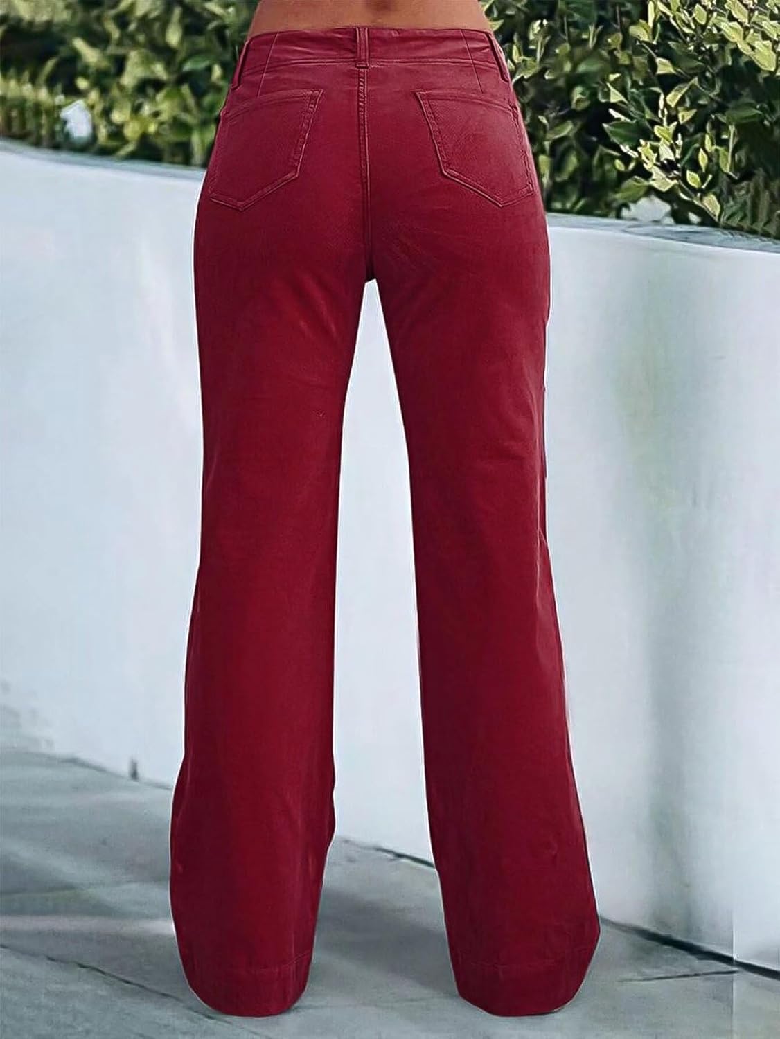 Flamingals Women’s Wide Leg Pants for Women Mid Waist Dress Flare Straight Leg Corduroy Pants Workout Jeans Trendy