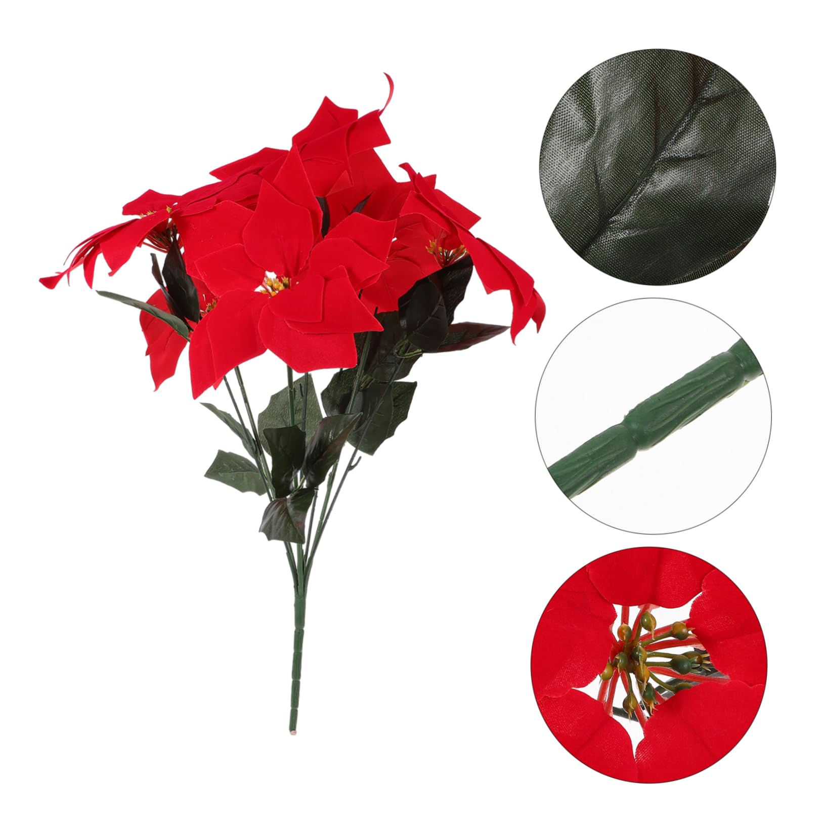 LIOOBO 2 Piezas de simulación Poinsettia Rojo arbustos de Navidad Flores Artificiales Ramos de árbol de Navidad Adornos de Pieza Central para Home Office Decor (Rojo) Decoración navideña