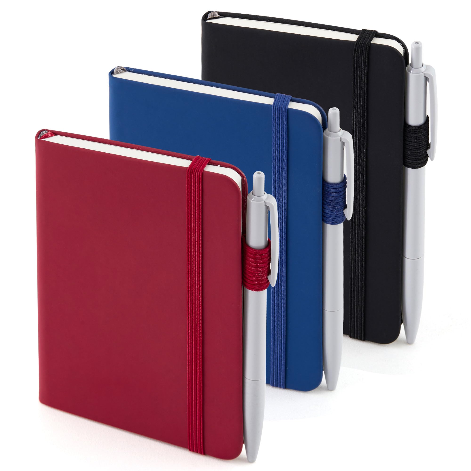 feela Pocket Notebook Notepad, Mini Cute Small Hardcover College Ruled Journals Office School Supplies, with 3 Black Pens, 3.5”x 5.5”, 3 Pack, A6,