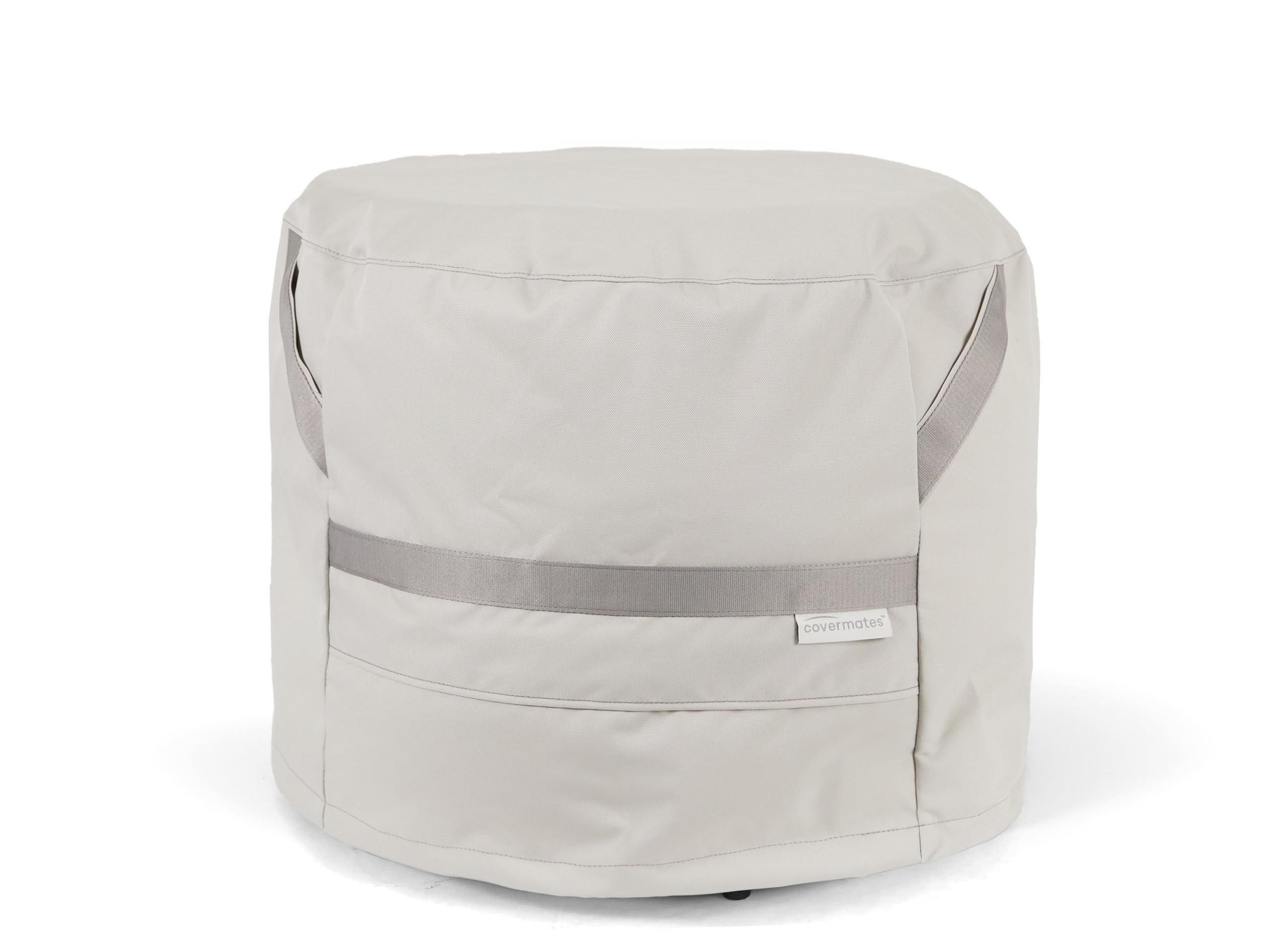 Covermates Round Firepit Cover - Premium Polyester, Weather Resistant, Drawcord Hem, Fire Pit Covers, Round 48DIAMETER x 25H, Stone