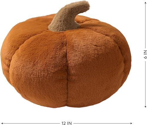 Miniatura 7 de Ashler - Almohadas de calabaza de piel de conejo sintético para Halloween, lindo cojín en forma de 3D de calabaza esponjosa de felpa decorativa para