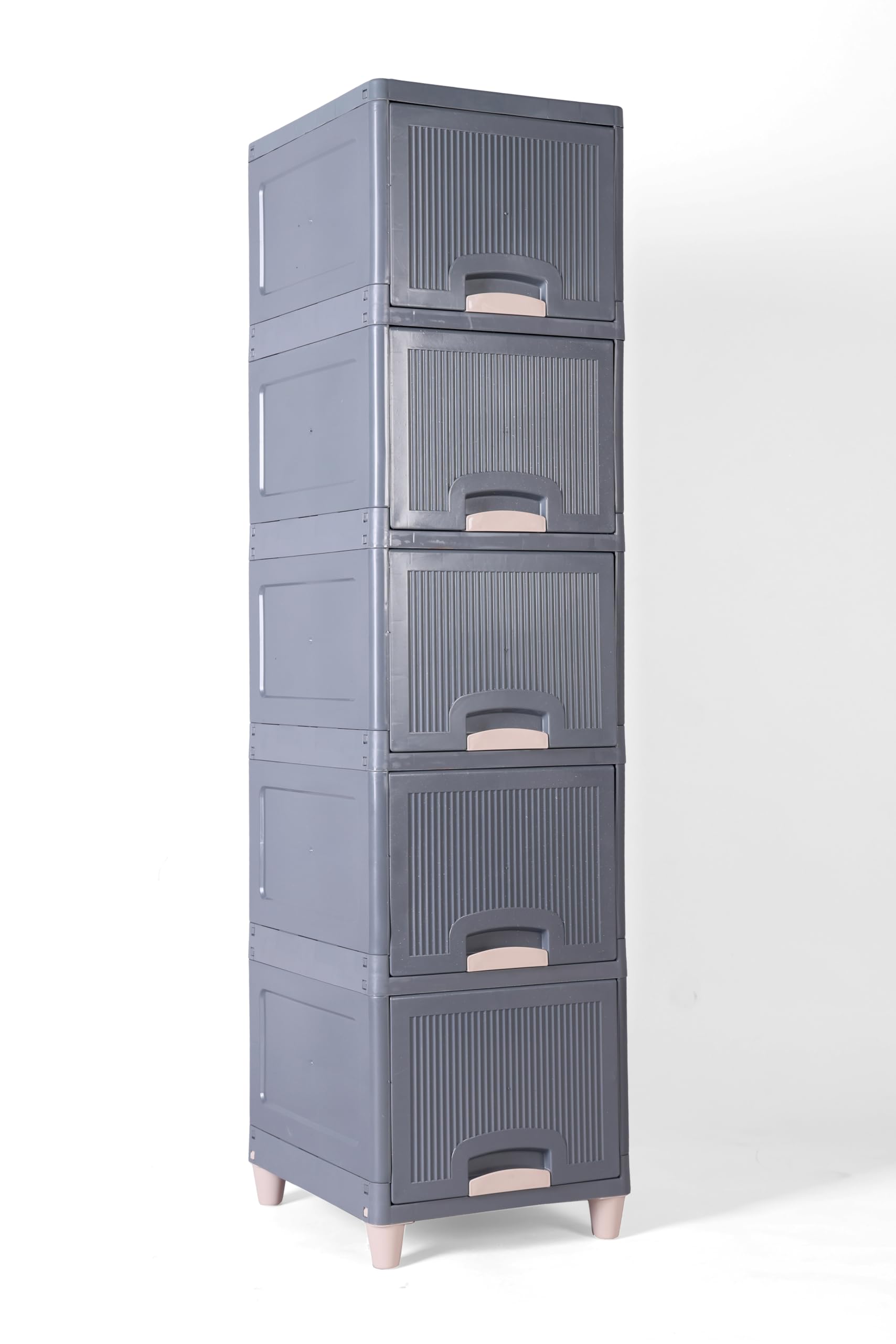 Smarttex™ Plastic Modular Drawer Storage Chest Of Drawers Organizer Storage Box, Large Stomo Racks For Multipurpose Anti-slip Shoes Organizers (Grey Cabinet, 5 Layer)-image-25