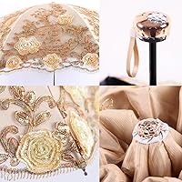 Vista 31 de Honeystore Sombrilla bordada con flor 3D plegable UV con encaje clásico