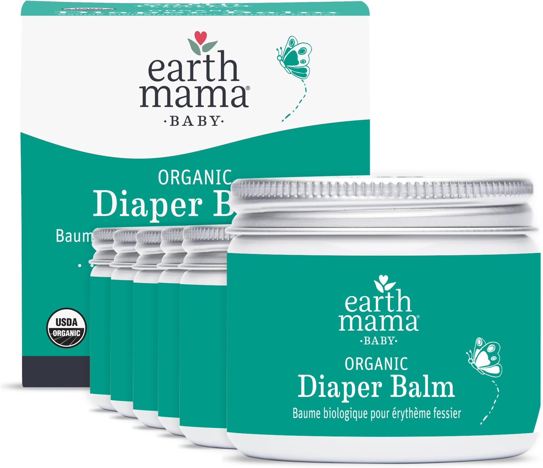 Organic Economy Size Diaper Balm | Diaper Cream for Baby | EWG Verified, Petroleum & Artificial Fragrance-Free with Calendula for Sensitive Skin, 4-Fluid Ounce (6-Pack)