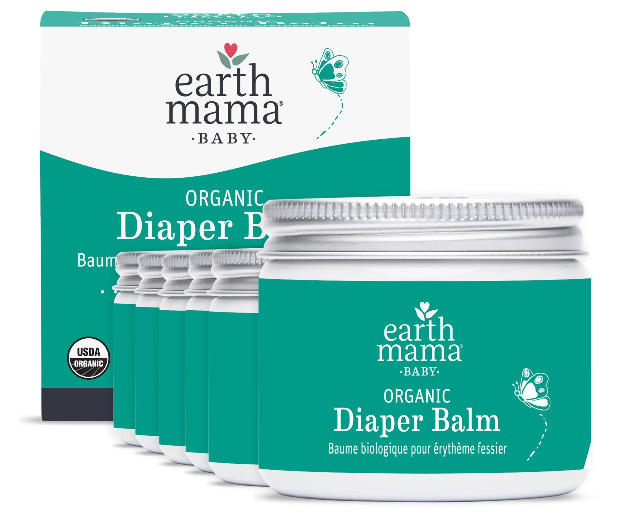Earth Mama Organic Economy Size Diaper Balm | Diaper Cream for Baby | EWG Verified, Petroleum & Artificial Fragrance-Free with Calendula for Sensitive Skin, 4-Fluid Ounce (6-Pack)