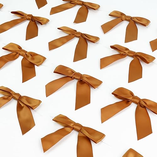 Vista 204 de AIMUDI Lazos giratorios para bolsas de golosinas de 3.5 pulgadas, lazos de satén azul turquesa para manualidades, lazos prefabricados con lazos Azul