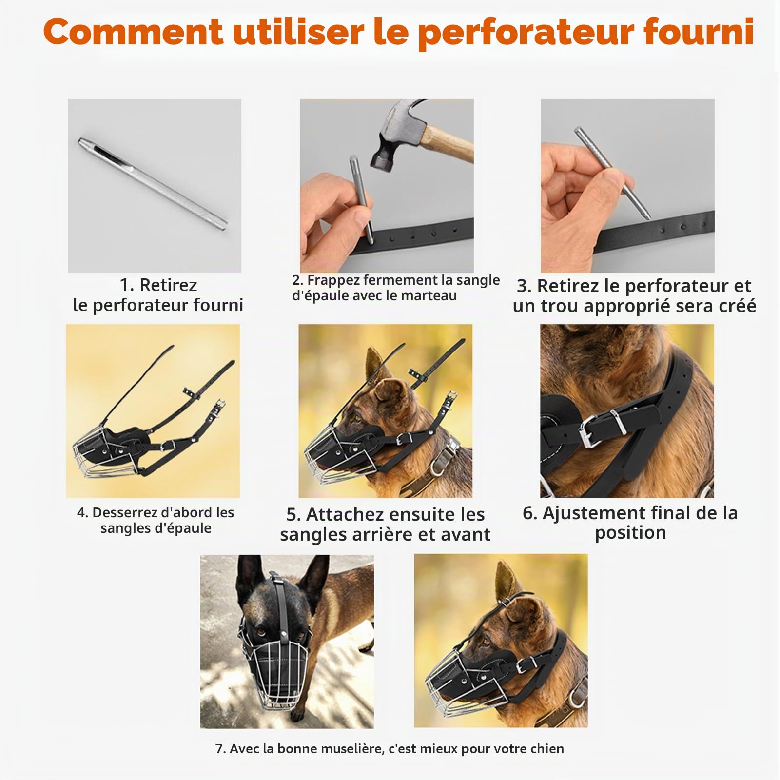 PETCUTE Muselière pour Chien Métal Museau Chien Museliere Anti Aboiement Anti-Morsure Réglable pour Chien Grand Moyen Petit