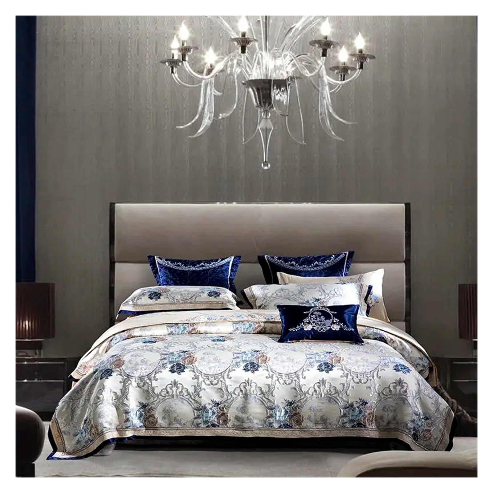 Sbcgfy Size_name 4Pcs Silk Cotton Jacquard Bedding Set Us Queen King Size Duvet Cover Bedsheet Thick Bedspread Set,Cotton Duvet,-Queen Size 1.8M Bed 4Pcs