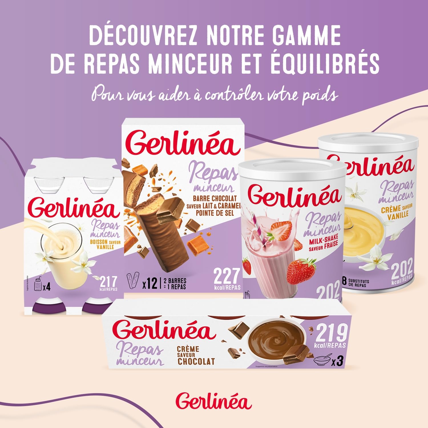 GERLINÉA – Boisson Minceur Café – Repas à Boire Équilibré et Complet – Riche en Protéines – Sans Huile de Palme – Contrôle du Poids – Lot de 8 bouteilles x 236 ml