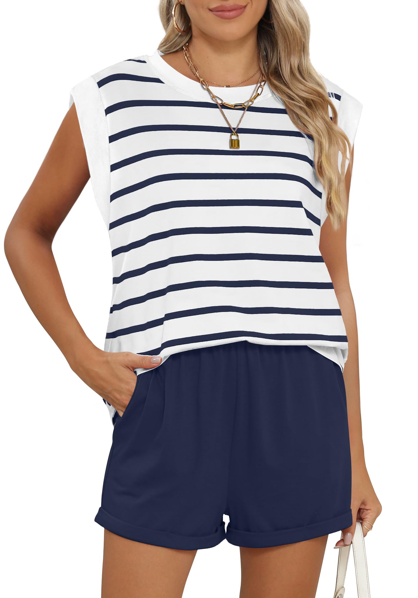 RUBZOOF 2 Piece Outfits for Women Lightweight Matching Lounge Sets Cap Sleeve Top and Elastic Waisted Shorts