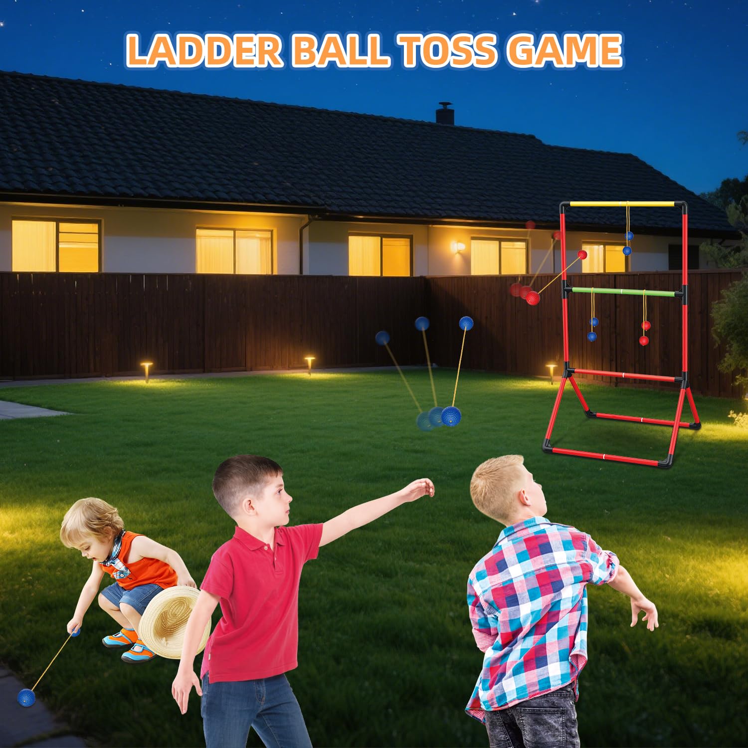 Gartenspiele für Kinder Erwachsene - 3-In-1 leitergolf, Gartenpong mit 6 leuchtenden Körben, Sitzsack Wurfspiel - Wurfspiel Outdoor für Familienfeiern