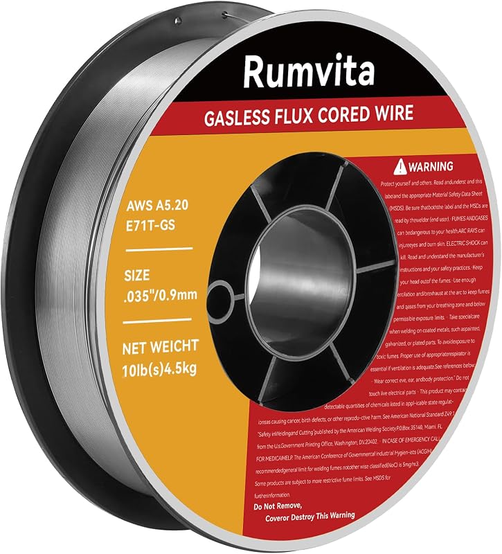 Flux Core Welding Wire .035, E71T-GS 035" -Diameter Flux Core Mig Wire | 10-Pound Strong ABS Plastic Spool with Low Splatter Welding Wire