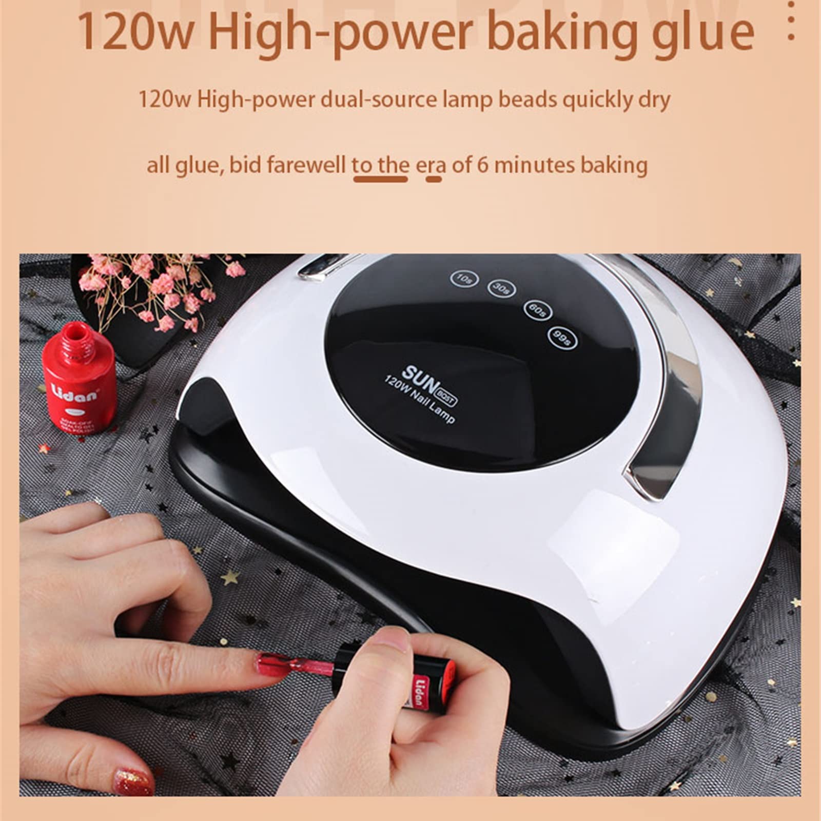ZYC Tocca Pulsante per Unghie Lampada per Unghie 120W 36 Perline UV Lampada Lampada Aggiornamento Tutta la Lampada per Polacco Gel Polish Phototherapy Auto Nail Secchio