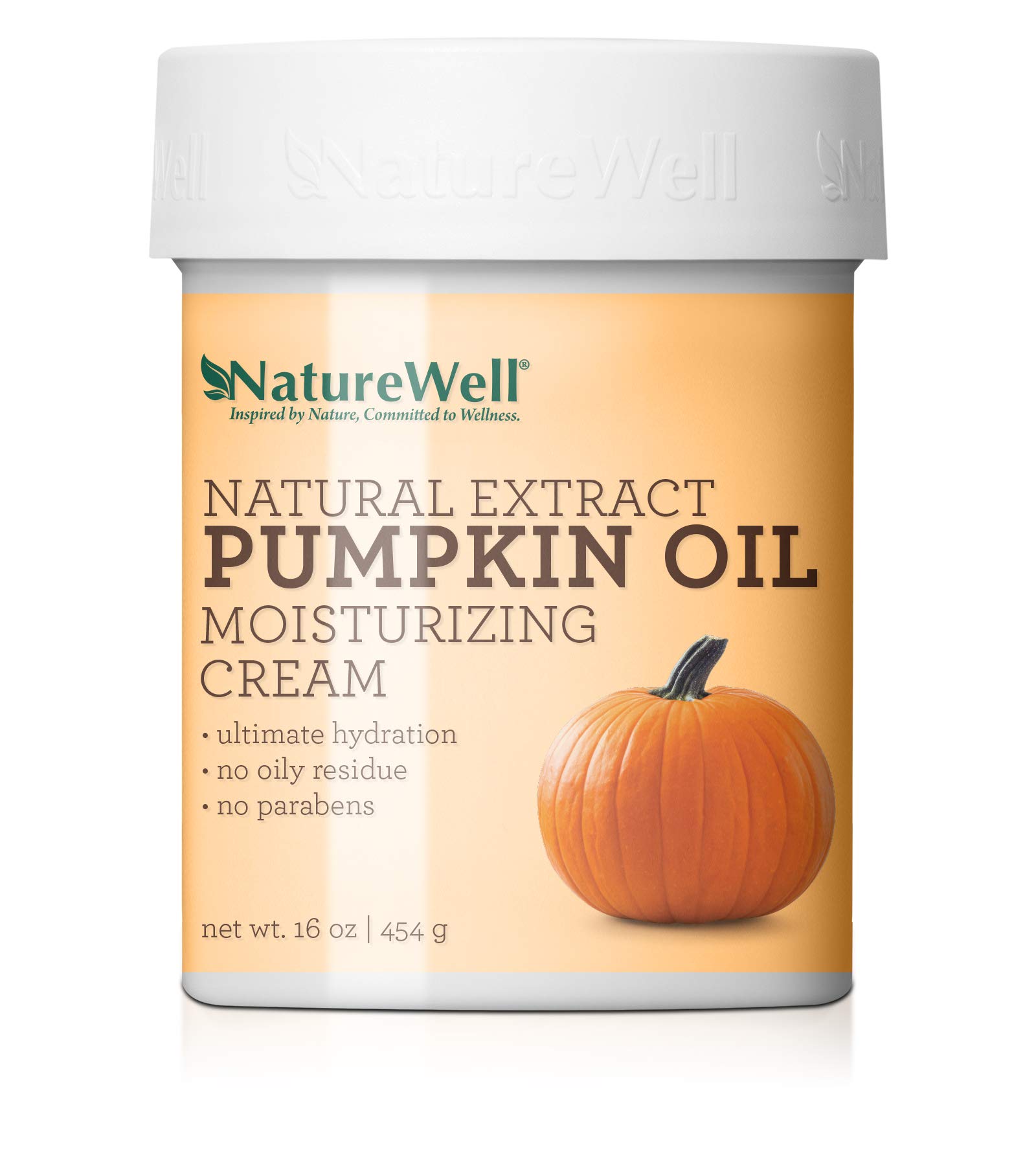 NATURE WELL Natural Extract Pumpkin Oil Moisturizing Cream for Face and Body, Non-Greasy, Ultra-Hydrating, No Parabens or Dyes, 16 Oz